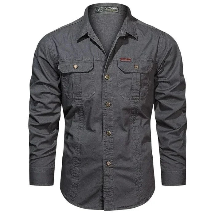 Military Style Long Sleeve Shirt With Pockets, Buttons and Unique Original Design - John Karlo UK