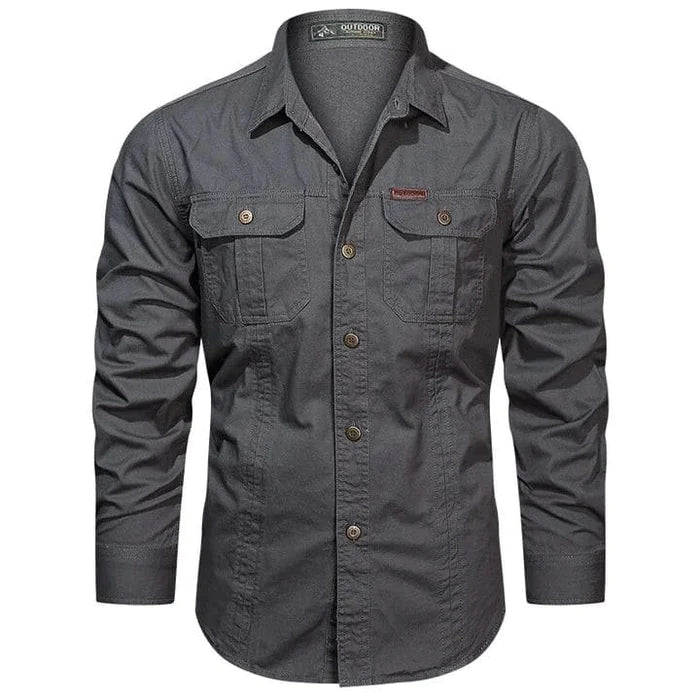 Military Style Long Sleeve Shirt With Pockets, Buttons and Unique Original Design - John Karlo UK