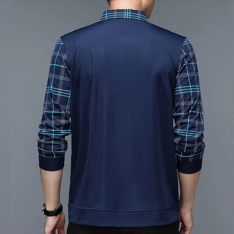 Olev Long Sleeve Shirt with Unique Design on Sleeves and Original Collar - John Karlo UK