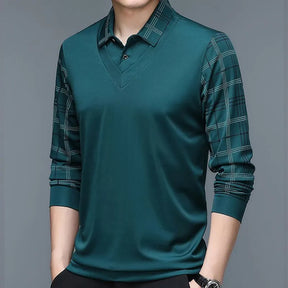 Olev Long Sleeve Shirt with Unique Design on Sleeves and Original Collar - John Karlo UK