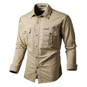 Military Style Long Sleeve Shirt With Pockets, Buttons and Unique Original Design - John Karlo UK