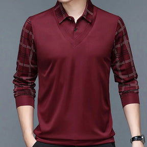 Olev Long Sleeve Shirt with Unique Design on Sleeves and Original Collar - John Karlo UK